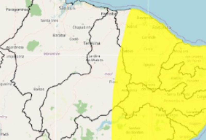 Mais de 45 cidades do Piauí estão em alerta para vendaval até sábado (18); veja onde - (INMET)