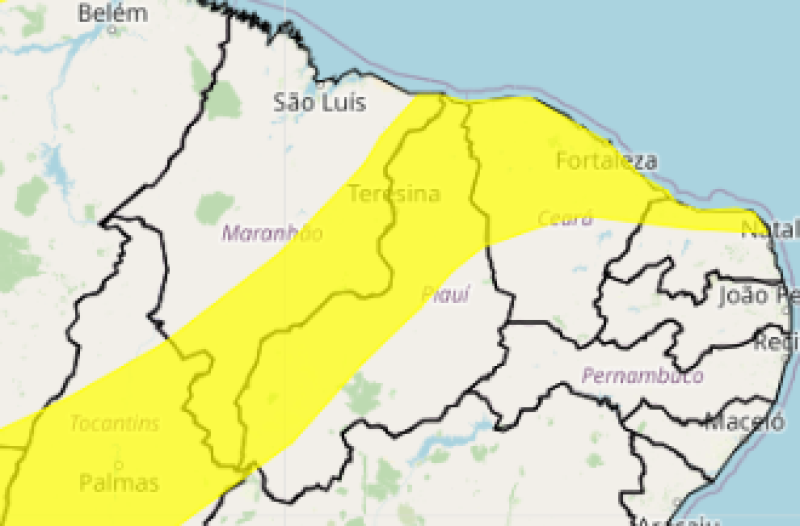 Inmet amplia alerta de chuvas intensas para 135 cidades no Piauí; veja a lista - (Inmet)