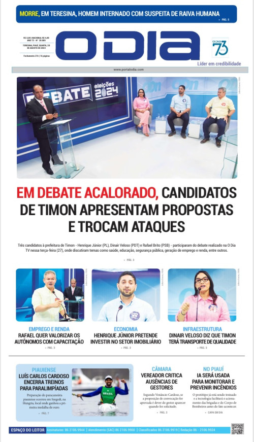 Confira os principais destaques do Jornal O Dia desta quarta-feira (28) - (ODIA)