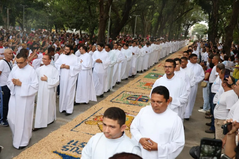 Tapetes de Corpus Christi devem ultrapassar 1.500 metros em Teresina - (Divulgação/Arquidiocese de Teresina)
