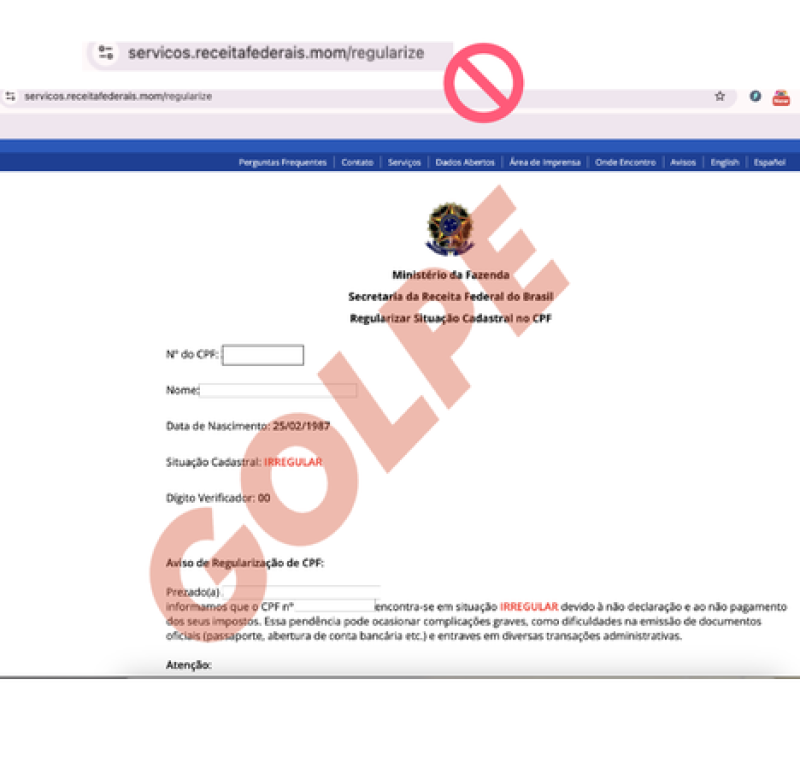 Exemplo 1 do golpe do CPF. - (Divulgação)