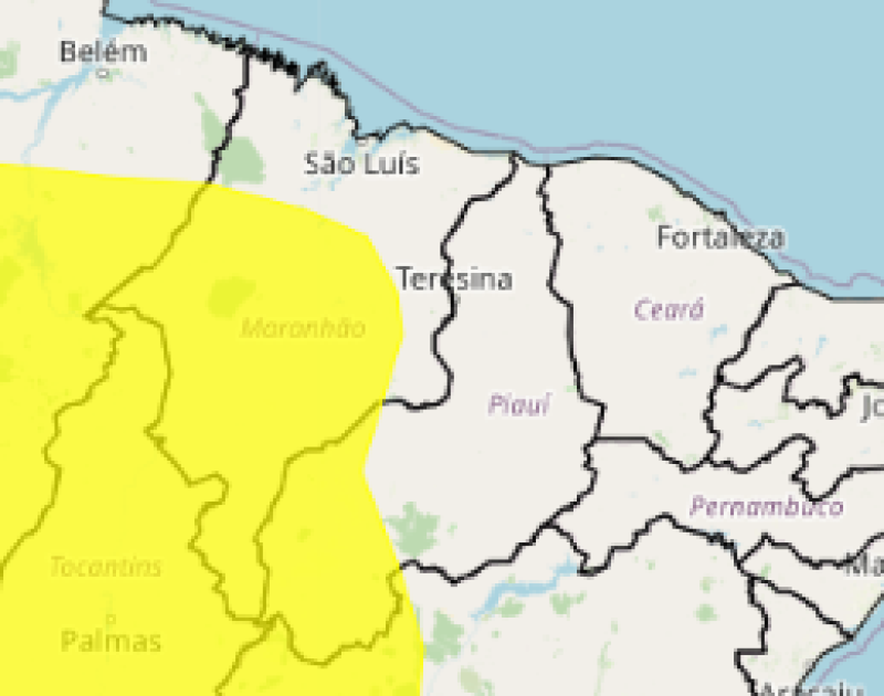 Inmet emite alerta para chuvas intensas em 198 cidades do Piauí; veja a lista - (Reprodução/ Inmet)