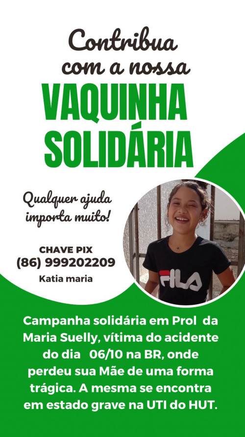 Campanha solidária para Maria Suelly - (Reprodução/Redes Sociais)