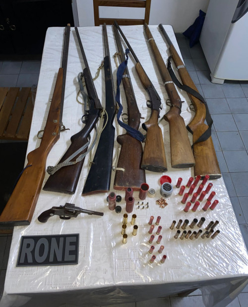 Polícia encontrou oito armas de fogo na casa do suspeito, no Lourival Parente - (Divulgação/SSP)