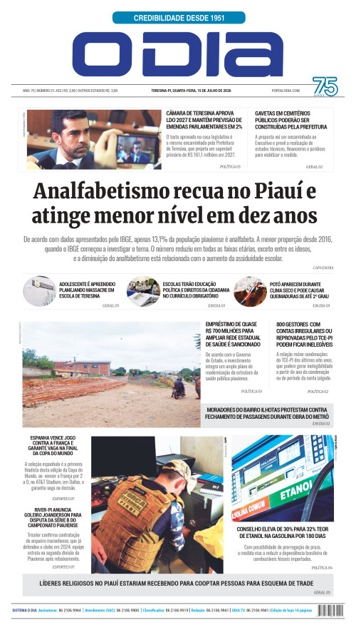 Confira os principais destaques do Jornal O Dia desta quarta-feira (15)