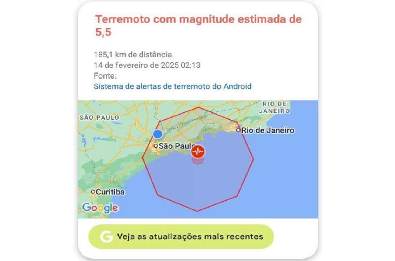 Alerta de terremoto: o que se sabe sobre o aviso recebido por celulares Android em SP e RJ - (Reprodução)