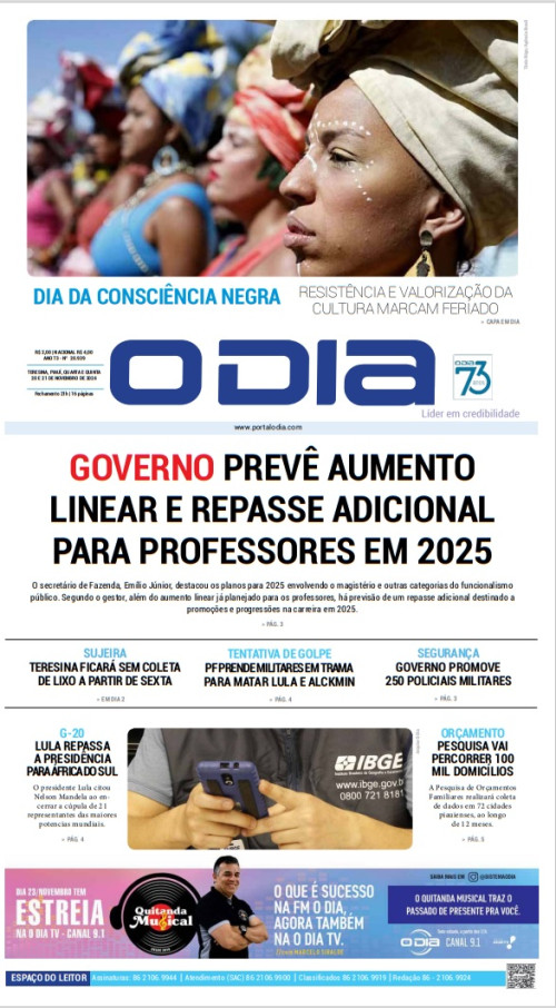 Confira os principais destaques do Jornal O Dia desta quarta-feira (20)