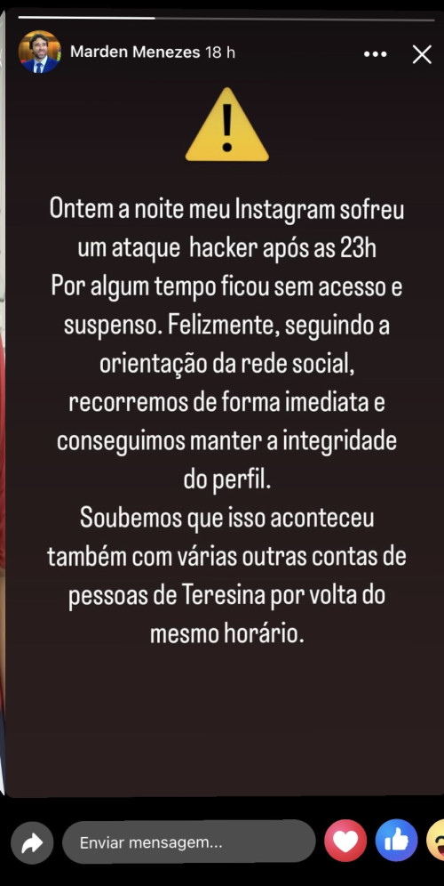 O deputado estadual Marden Menezes denunciou o problema via  - (Instagram: Marden Menezes)