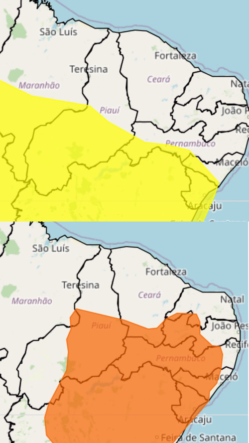 Alertas seguem válidos até às 10h de domingo (13) - (Reprodução/INMET)