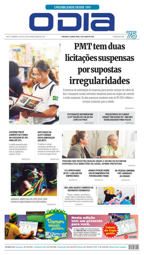 Confira os principais destaques do Jornal O Dia desta quarta-feira (10)