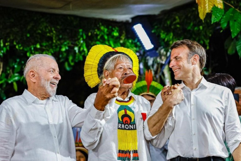 Presidente Lula e Emmanuel Macron em visita ao Pará - (Reprodução/Gov)
