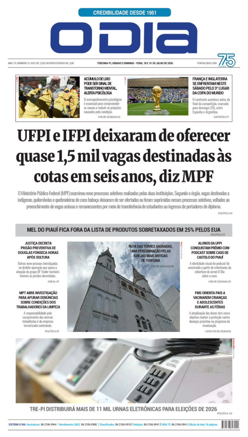 Confira os principais destaques do Jornal O Dia deste sábado (18)