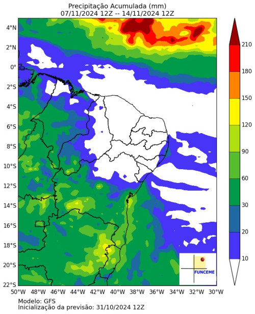 Chuvas podem se intensificar na segunda semana de novembro - (Reprodução/Whatsapp)