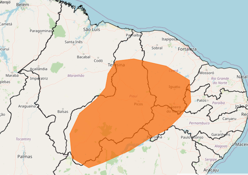 85% dos municípios piauienses estão em alerta de baixíssima umidade do ar - (Reprodução/Inmet)