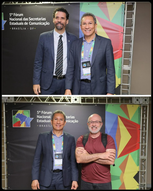 #Fórum - Um click do coordenador de Comunicação do Piauí Mussoline Guedes, que participa do 5º Forum Nacional das Secretarias Estaduais de Comunicação, em Brasília. Participam do evento secretários e secretárias de Comunicação de todo o país, que debatem sobre o futuro da comunicação pública, o impacto da Inteligência artificial na comunicação e na sociedade, o desafio das fake news e da desinformação e o uso das pesquisas na gestão pública. O evento também conta com a participação do ministro-interino da Comunicação da Presidência, Laércio Portela, do estudioso da inovação Silvio Meira, autoridades e especialistas. Chics!!! - (Divulgação)