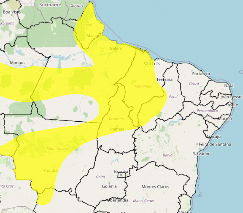 Piauí tem 51 cidades em alerta para chuva nas próximas horas - (Reprodução/Inmet)