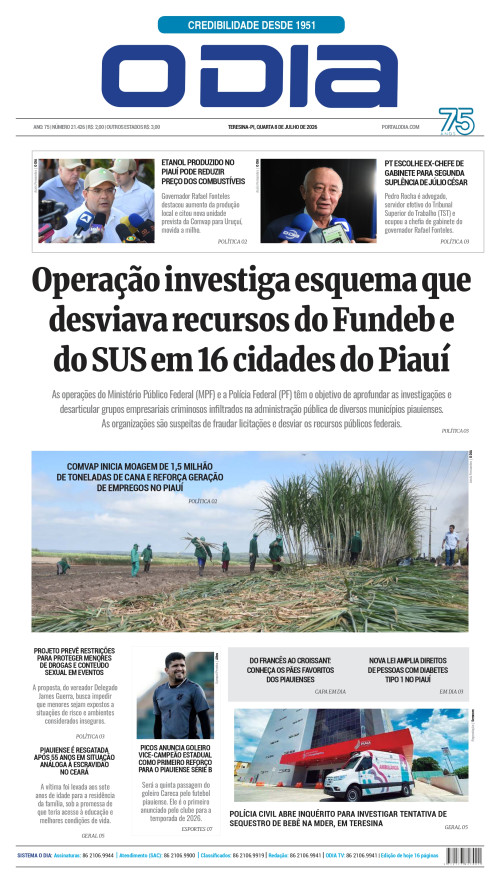 Confira os principais destaques do Jornal O Dia desta quarta-feira (08)