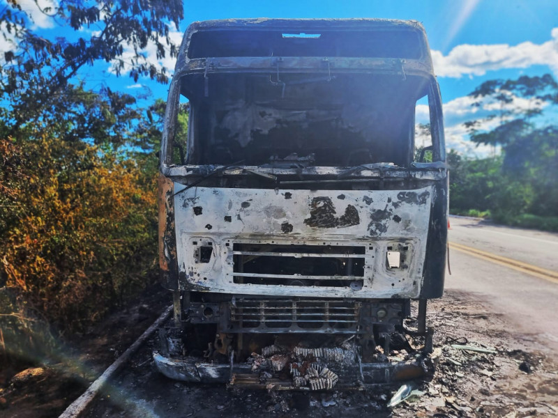 Caminhão carregado de soja sofre pane elétrica e pega fogo próximo a Altos