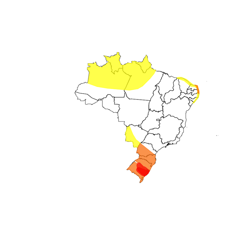 Inmet emite alerta de fortes chuvas e queda de granizo no Rio Grande do Sul - (Inmet )