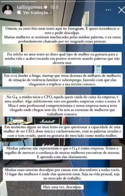 Quem é Tallis Gomes? Empresário que disse ‘Deus me livre de mulher CEO’ - (Reprodução/Instagram)