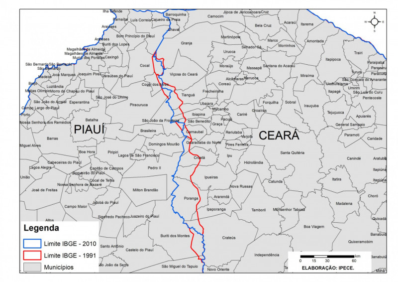 Área de litígio entre Piauí e Ceará  - (Reprodução / PGE Ceará )