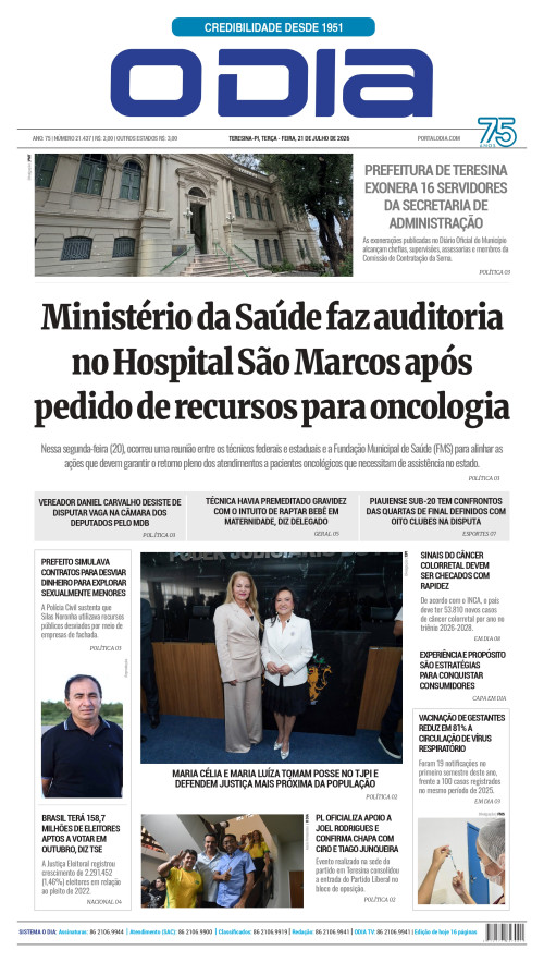 Confira os principais destaques do Jornal O Dia desta terça-feira (21)