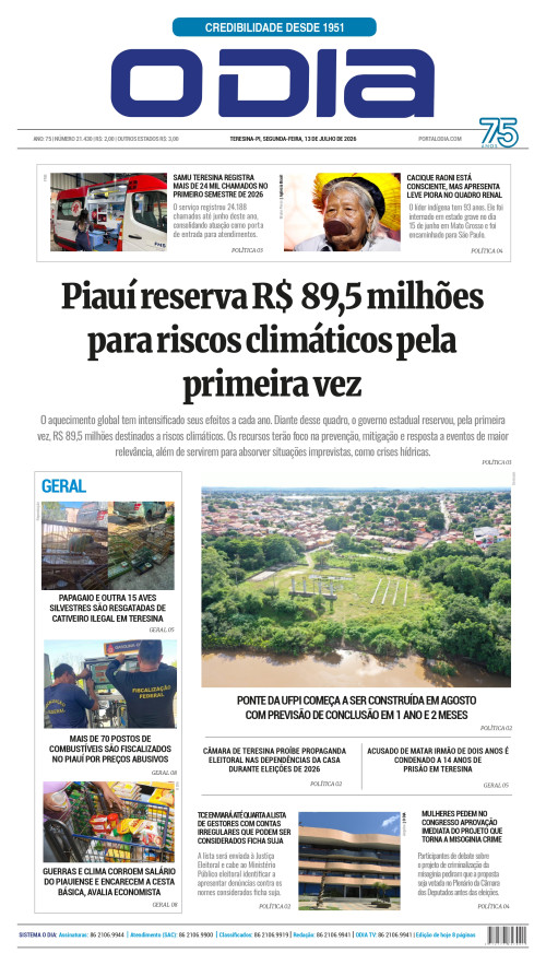 Confira os principais destaques do Jornal O Dia desta segunda-feira (13)