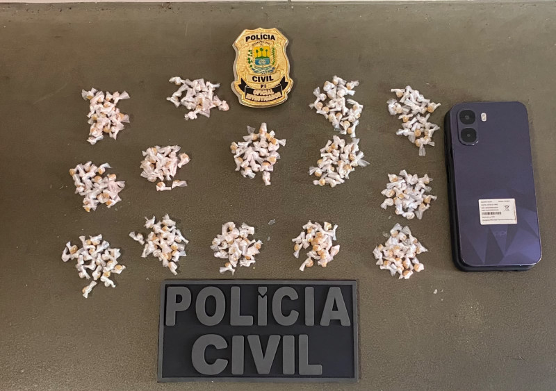Celular e drogas apreendidas pelo DEOP - (Divulgação / SSP-PI)