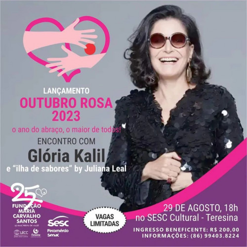 Hoje (29) acontece o lançamento da Campanha outubro Rosa 2023 com palestra da Gloria Kalil, compre seu ingresso e participe. Imperdível!! - (Divulgação)