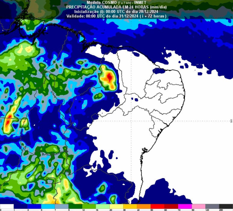 Virada do Ano poderá ser sem chuvas no Piauí, aponta meteorologia - (Divulgação/Inmet)