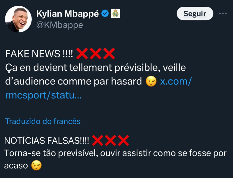 Mbappé nega envolvimento em caso de estupro na Suécia - (Reprodução/Twitter)