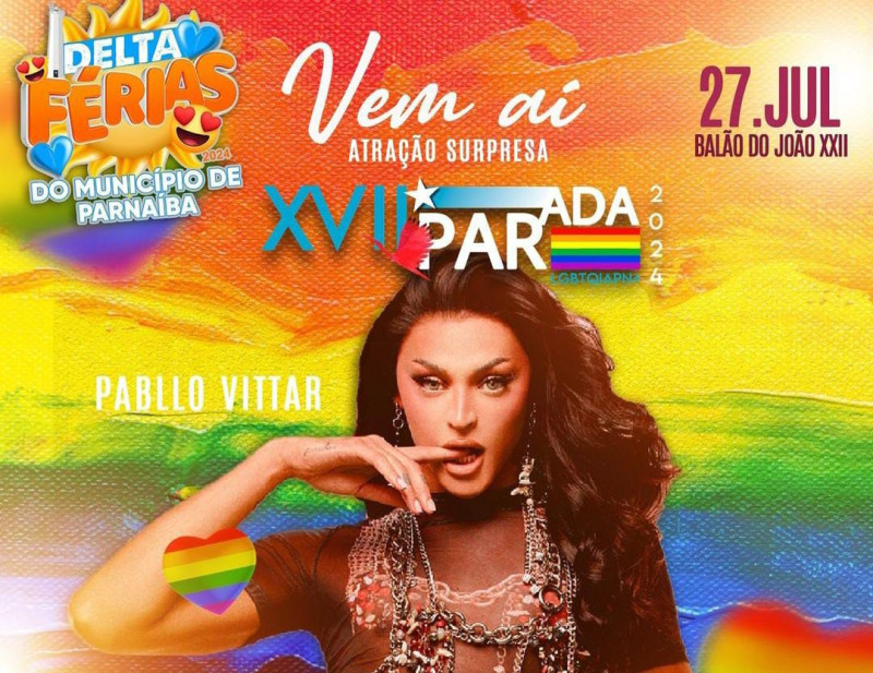 “São Amores”: Pabllo Vittar fará show gratuito em Parnaíba