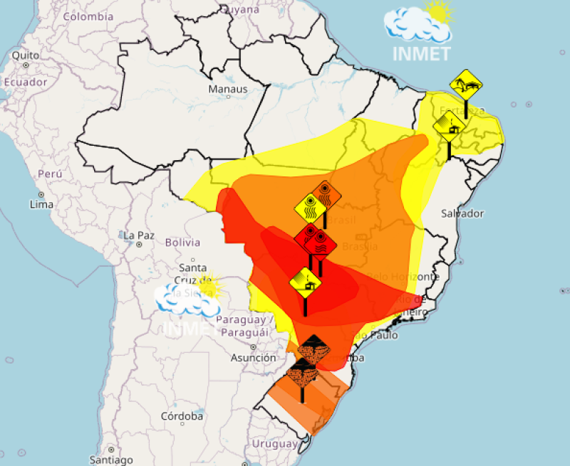 Alerta atinge outras regiões do país - (Reprodução/INMET)