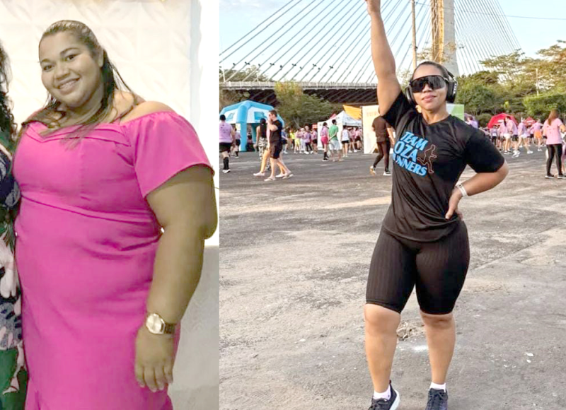 Ana Gardênia antes e depois de abraçar a corrida como esporte no dia a dia - (Arquivo Pessoal)