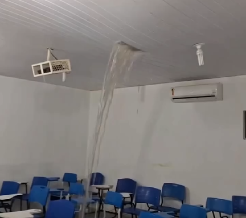 Chuva arranca cobertura da Rosa dos Ventos na UFPI e rompe forro de sala de aula da UESPI