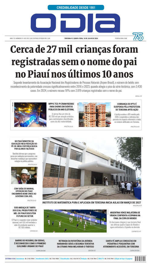 Confira os principais destaques do Jornal O Dia desta quinta-feira (16)