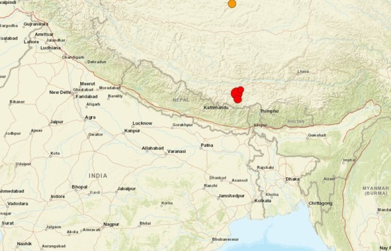 Terremoto de magnitude 6,9 no Tibete deixa mais de 90 mortos - (Divulgação/USGS)