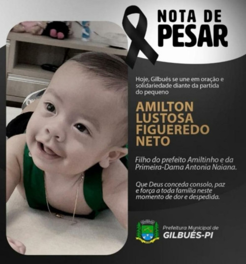 Morre aos cinco meses Amilton Neto, filho do prefeito de Gilbués