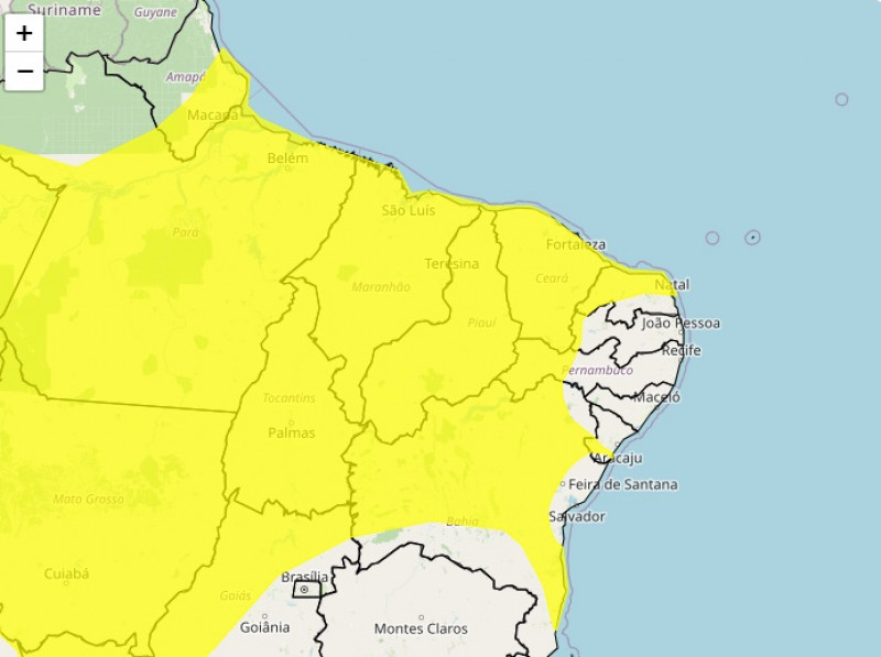 Inmet emite alerta de chuvas intensas para todo o Piauí - (Reprodução/Inmet)