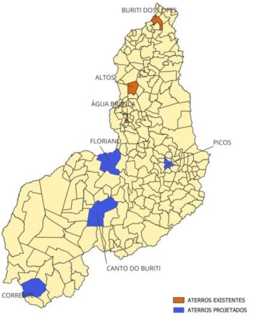 Em lilás, onde os novos aterros estariam localizados - (Reprodução/TCE-PI)