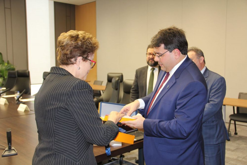 Governador durante reunião com Dilma Roussef e representantes do Brics - (CCOM/ Divulgação)