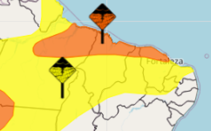 Teresina e 160 cidades do Piauí seguem em alerta para chuvas intensas até Quarta-feira de Cinzas; veja lista - (Reprodução/INMET)