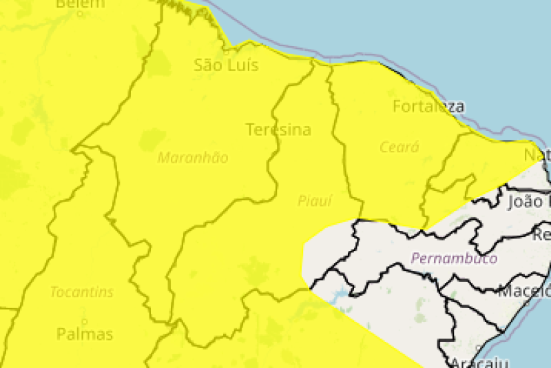 Teresina e outras 208 cidades do Piauí podem ter chuvas intensas nas próximas horas; veja lista - (Reprodução/Inmet)