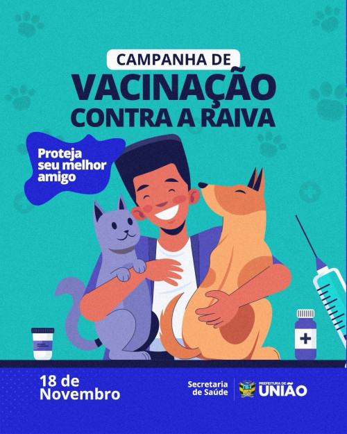 Prefeitura de União promove vacinação antirrábica para cães e gatos no sábado (18)