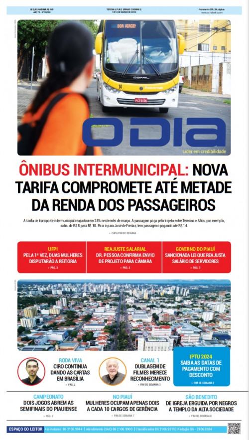 Veja os destaques do Jornal O DIA de hoje, sábado (09) - (ODIA)