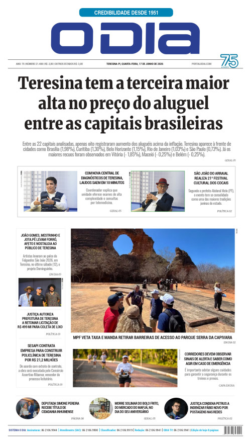 Confira os principais destaques do Jornal O Dia desta quarta-feira (17)