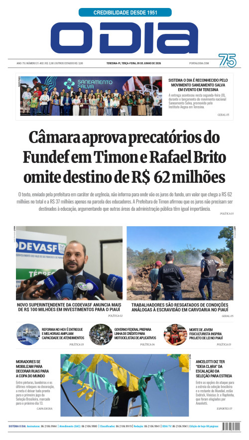 Confira os principais destaques do Jornal O Dia desta terça-feira (09)