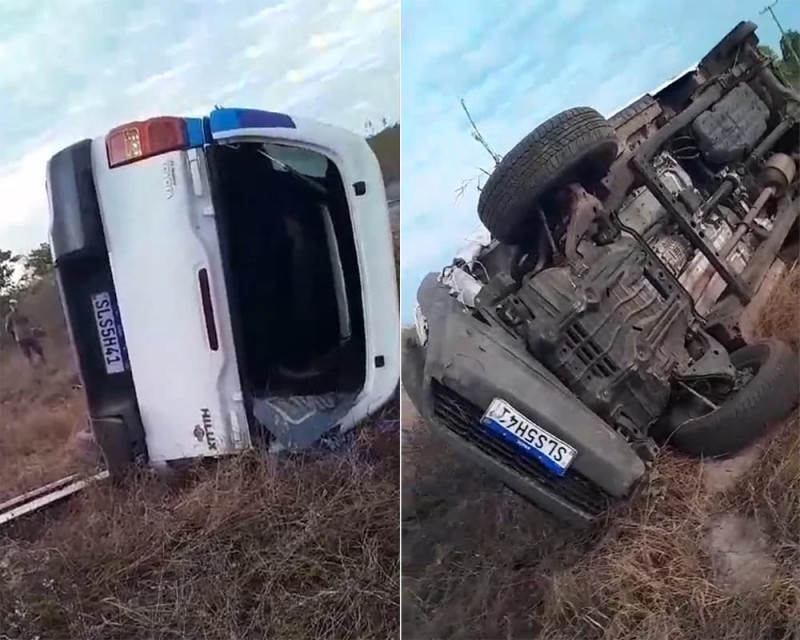 Carro funerário tomba na BR-343, em Caraúbas do Piauí