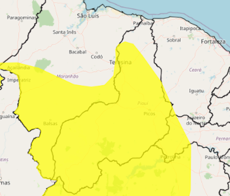 Legenda: Inmet emite alerta para chuvas intensas em 198 cidades do Piauí; veja a lista - (Foto: INMET )