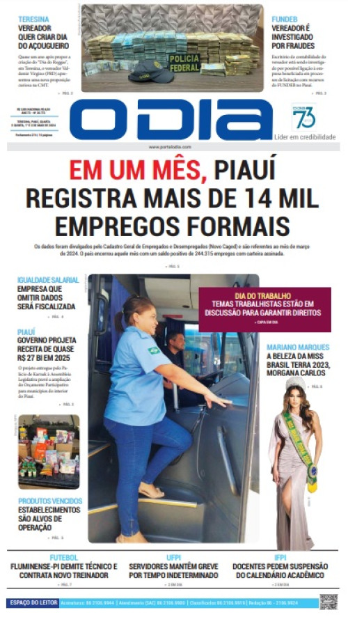Confira os principais destaques do Jornal O Dia desta quarta-feira (01)